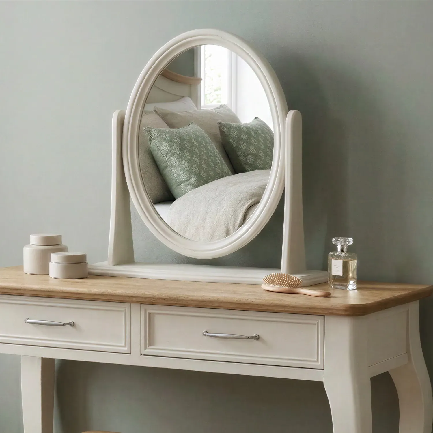 Chateau Dressing Table Mirror - White, Solid Oak product