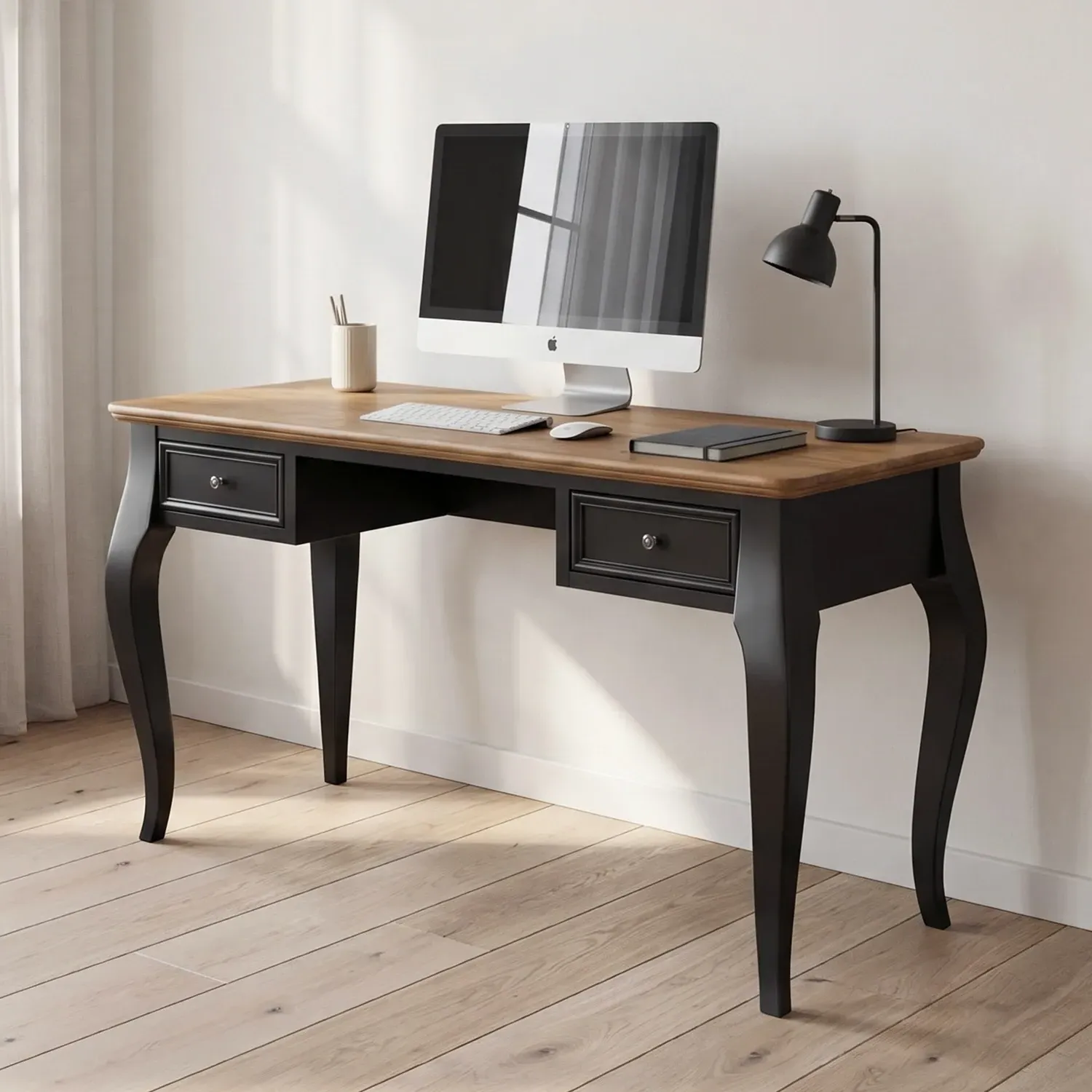 Chateau Noir Computer Desk - Black, Solid Oak product
