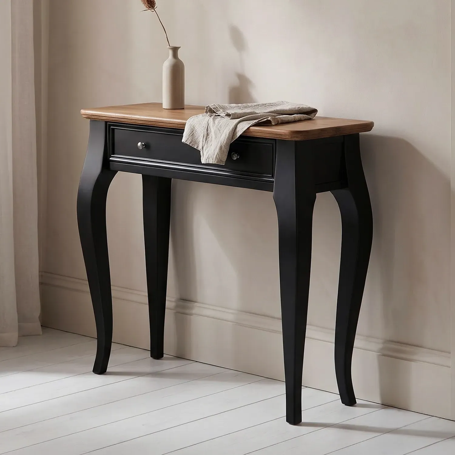 Chateau Noir Console Table - Black, Solid Oak product