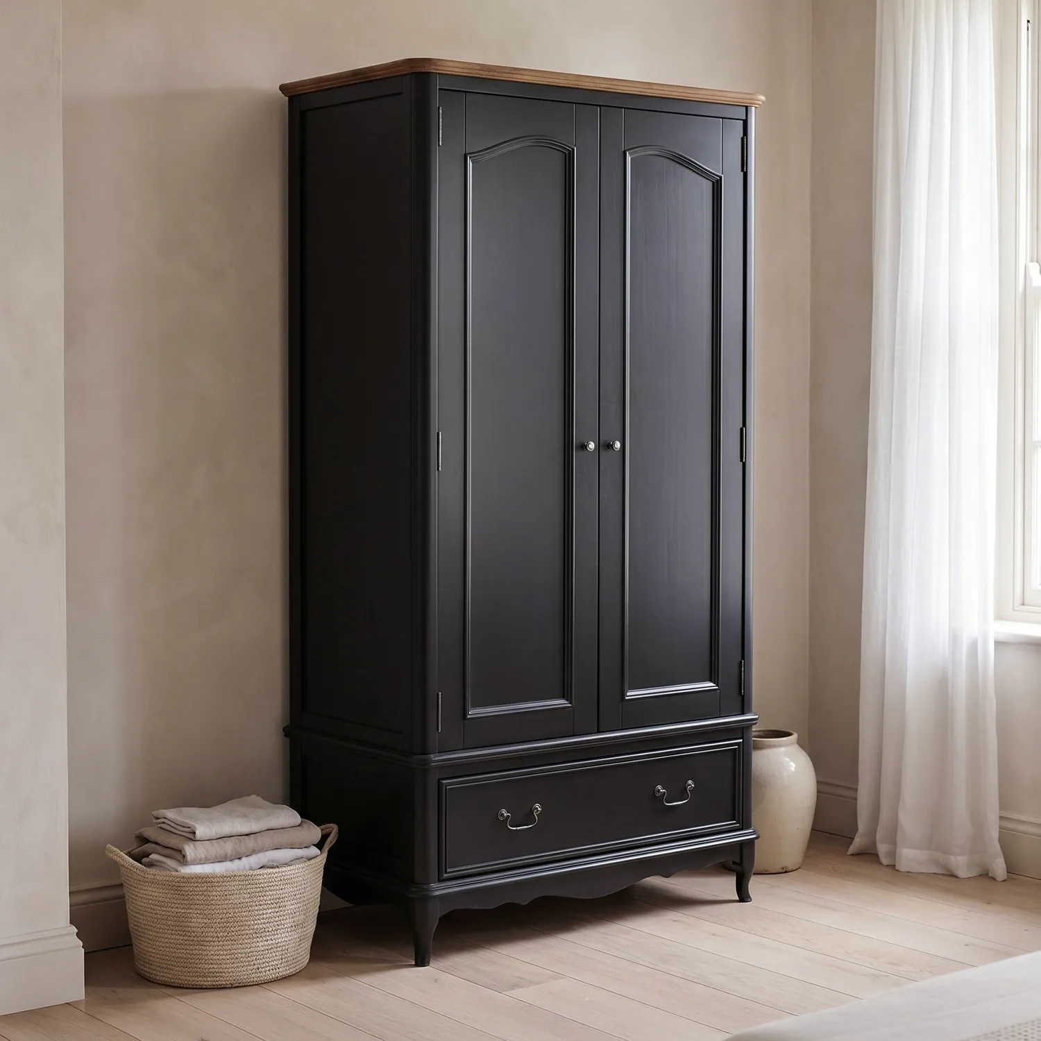Chateau Noir Double Wardrobe - Black, Oak product
