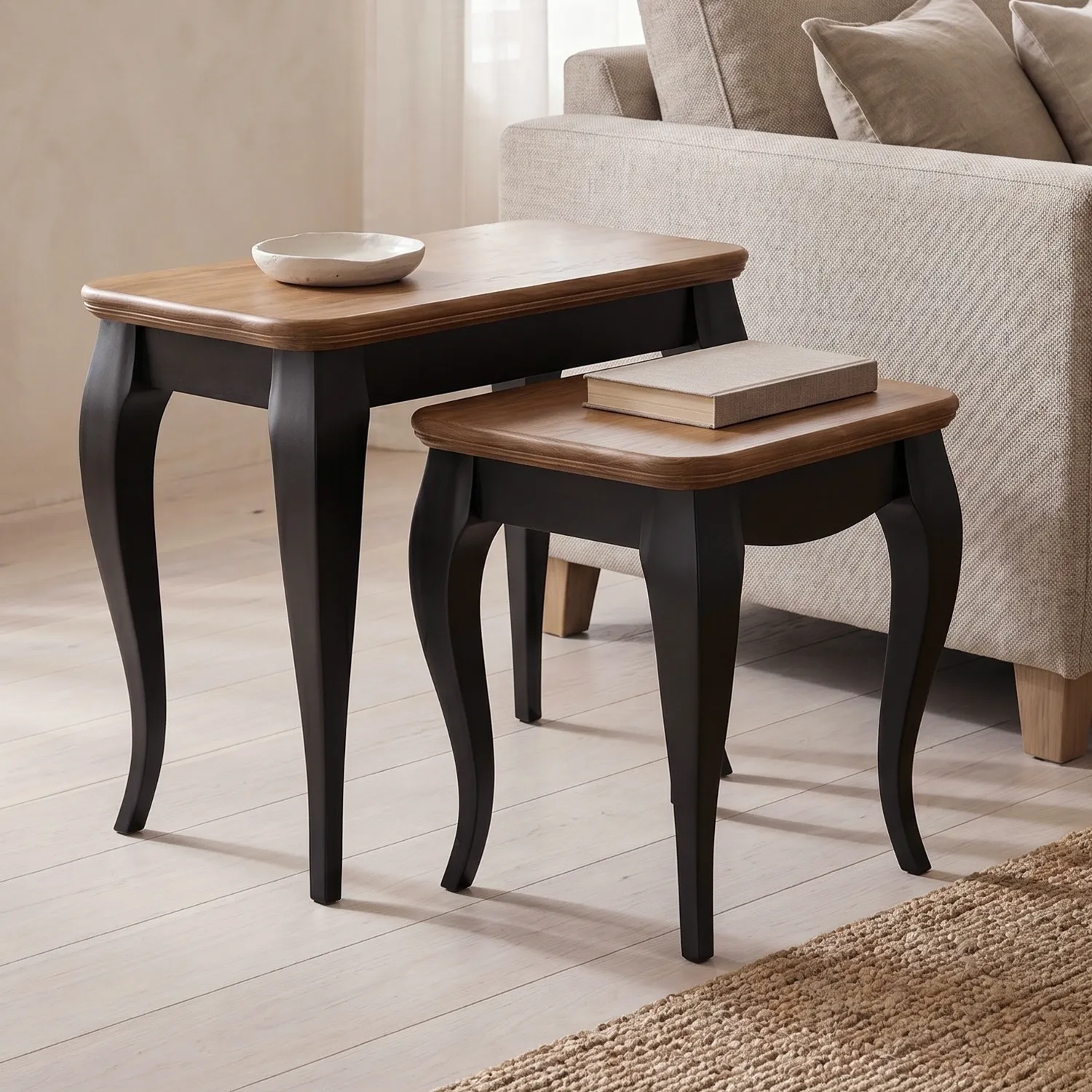 Chateau Noir Nest of Tables - Black, Oak product