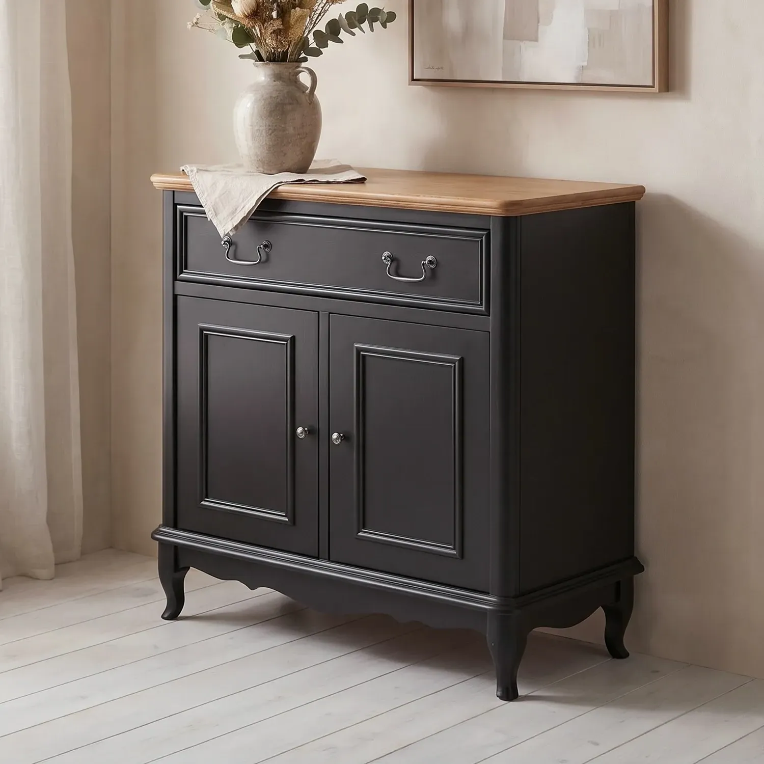 Chateau Noir Small Sideboard - Black, Solid Oak product