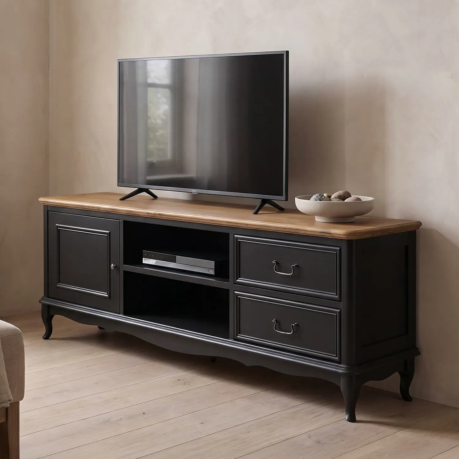 Chateau Noir Super Wide TV Cabinet - Black, Oak product