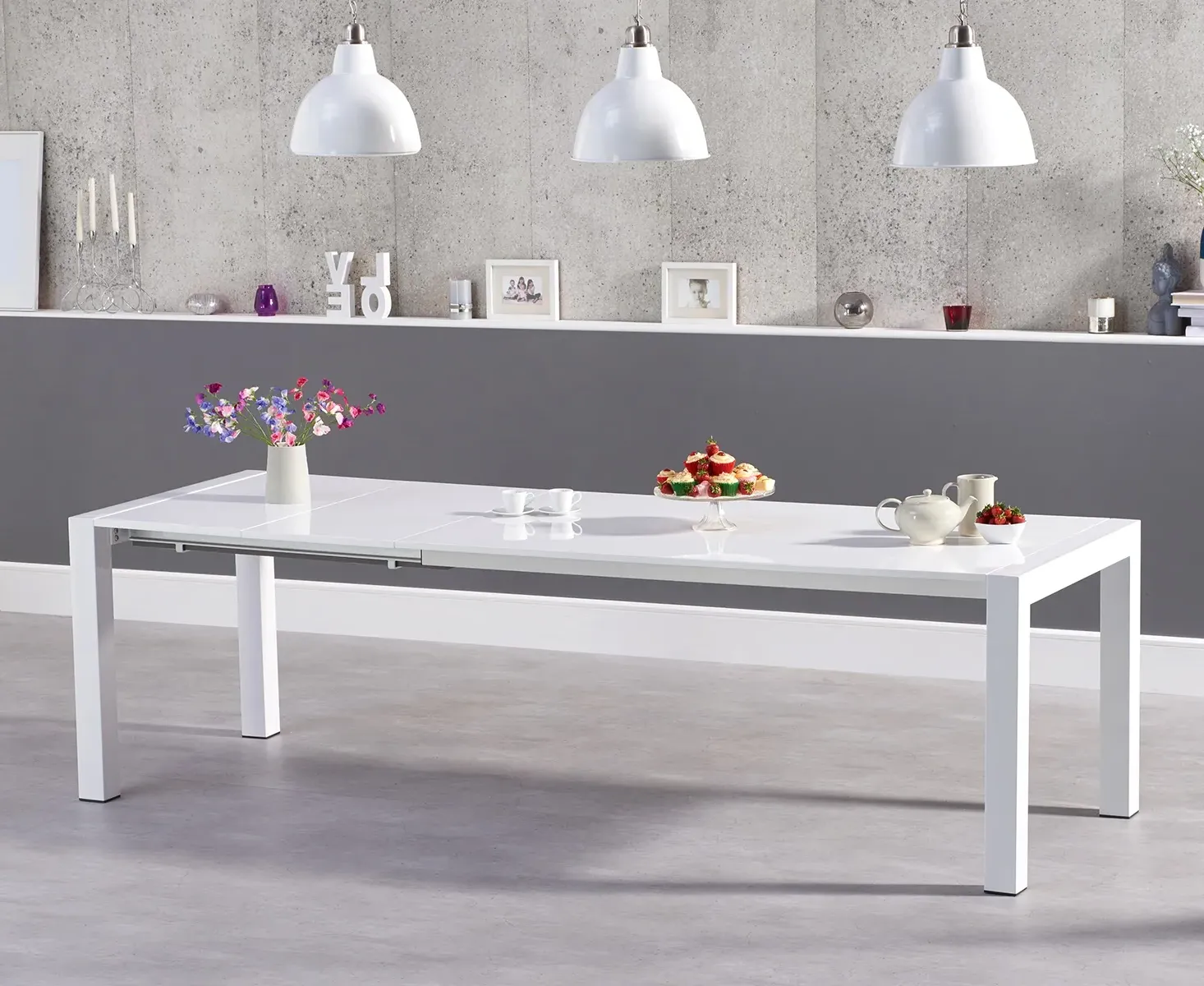 Cleveland Extendable Dining Table - White, High Gloss product