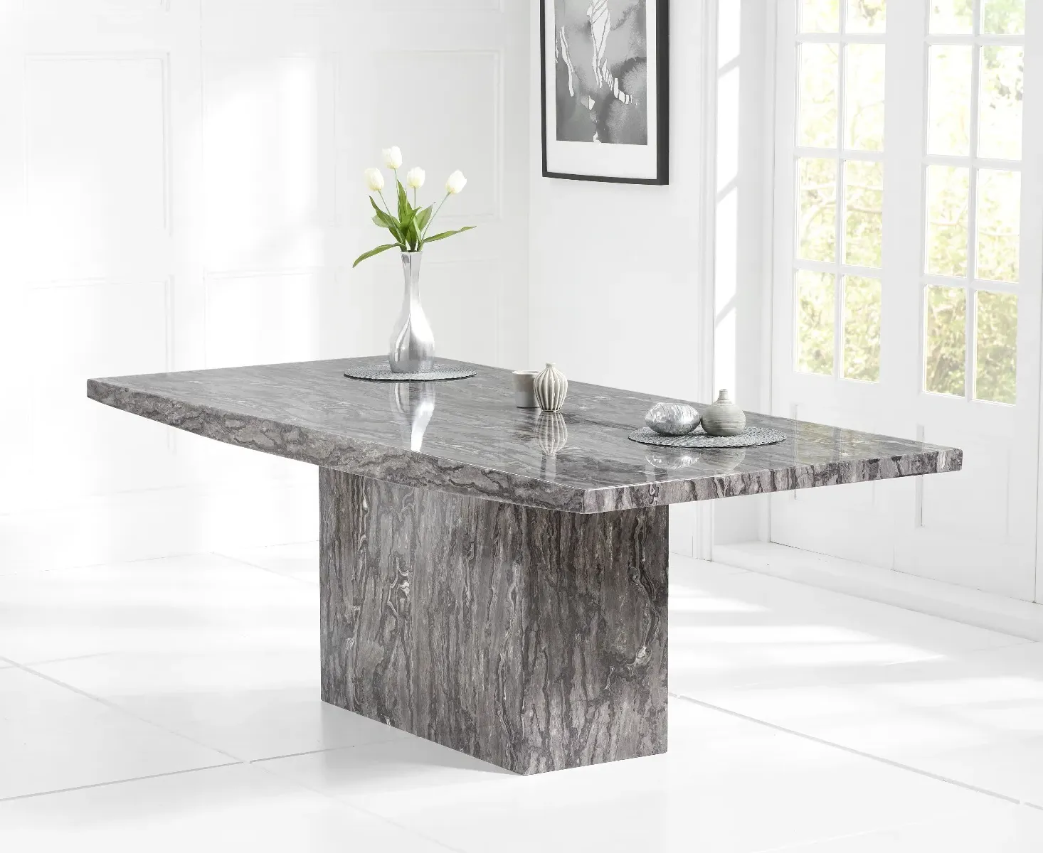 Crema Dining Table - Grey, Marble product