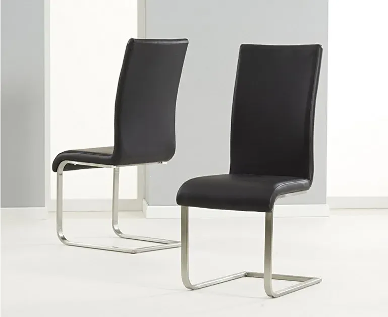 Crema Dining Table with 4 Black Austin Chairs - Grey, Marble product