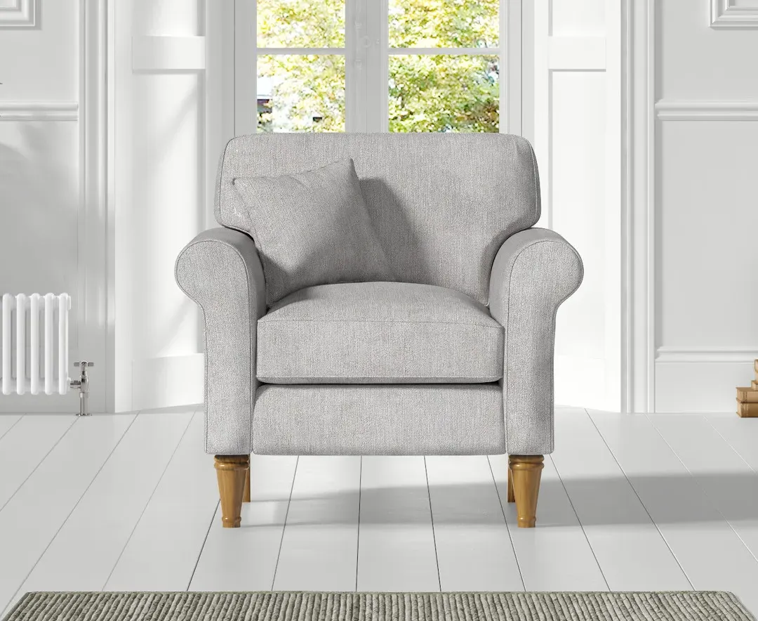 Darwin Armchair with Rolled Arms - Light Grey, Fabric product