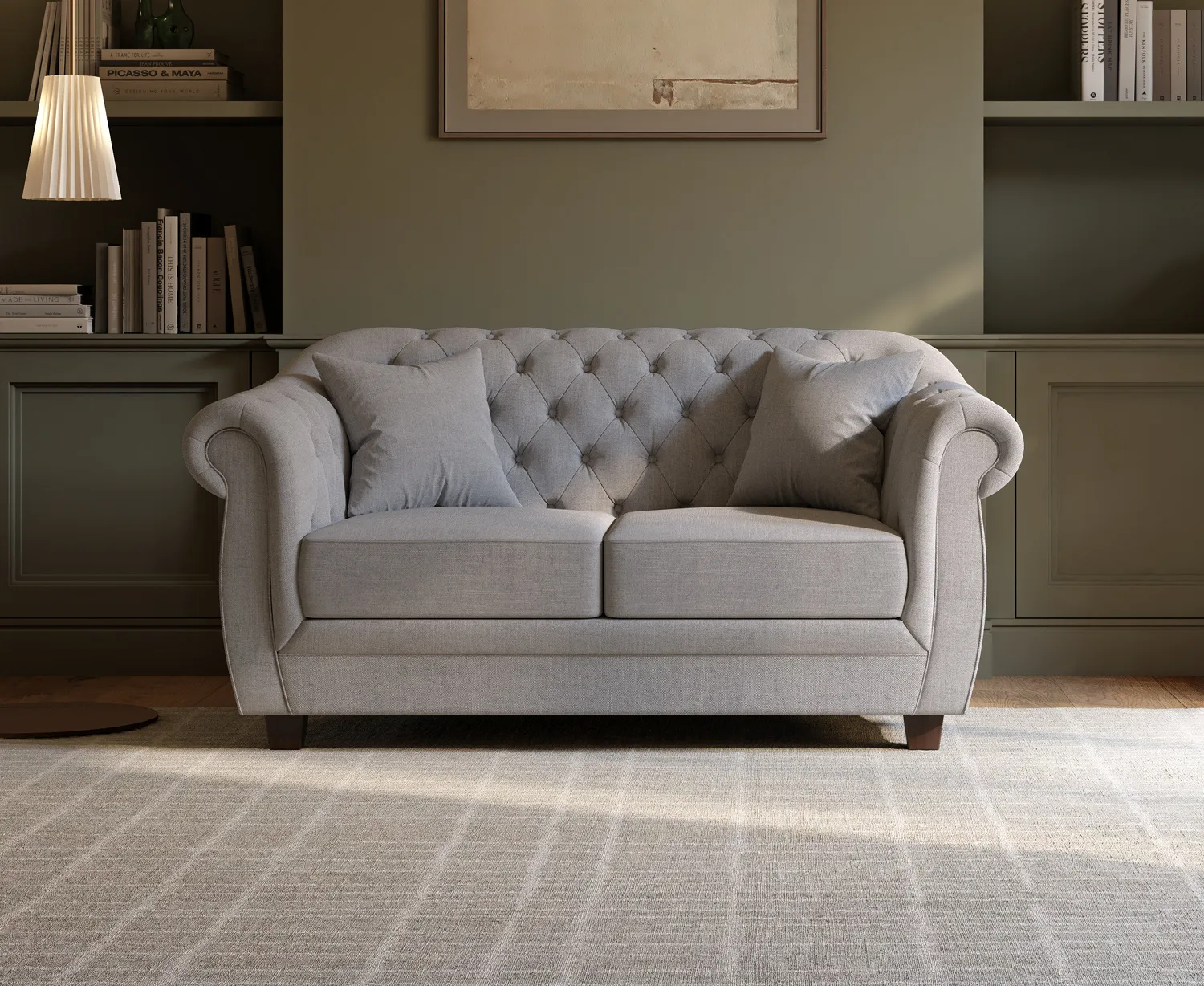 Eva Chesterfield 2-Seater Sofa - Grey, Linen product