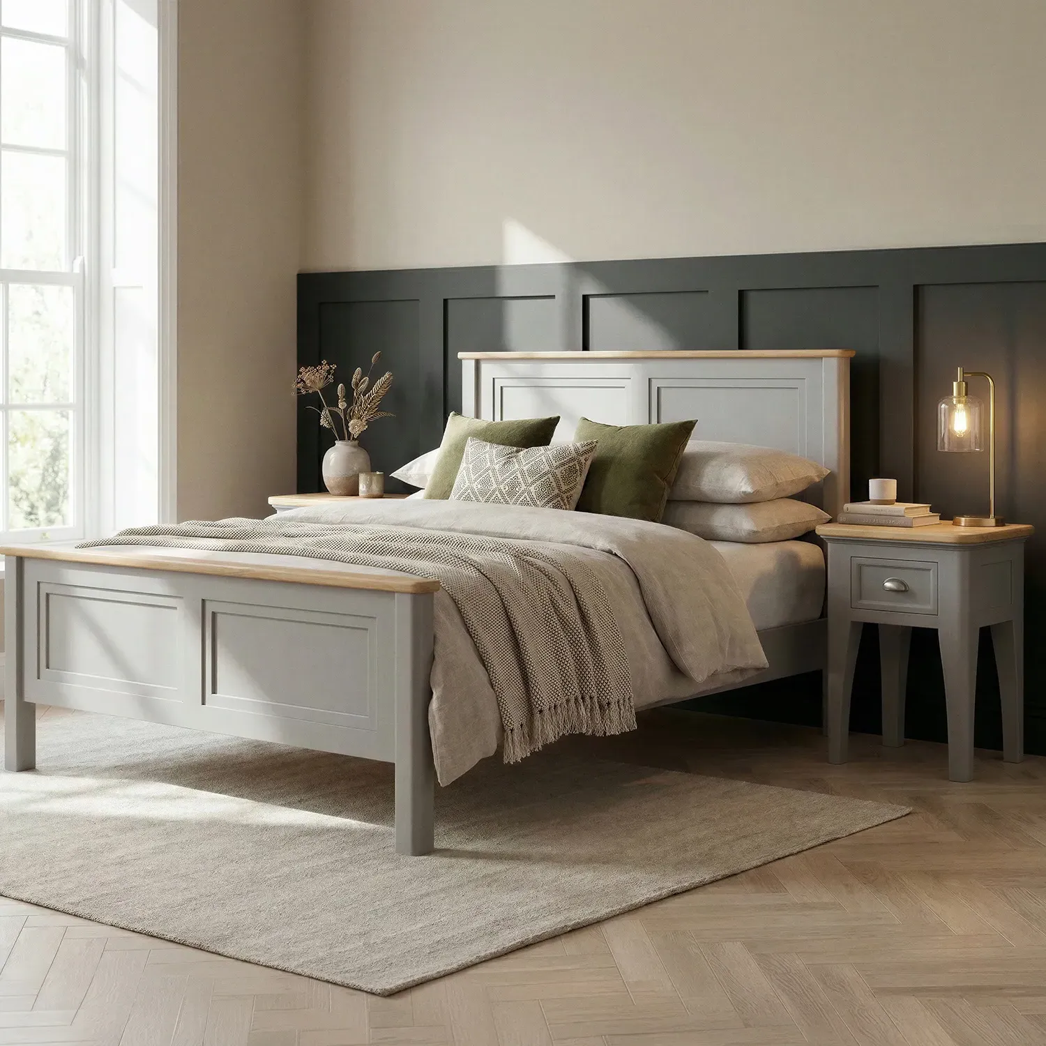 Felton 1 Drawer Bedside Table - Grey, Oak product