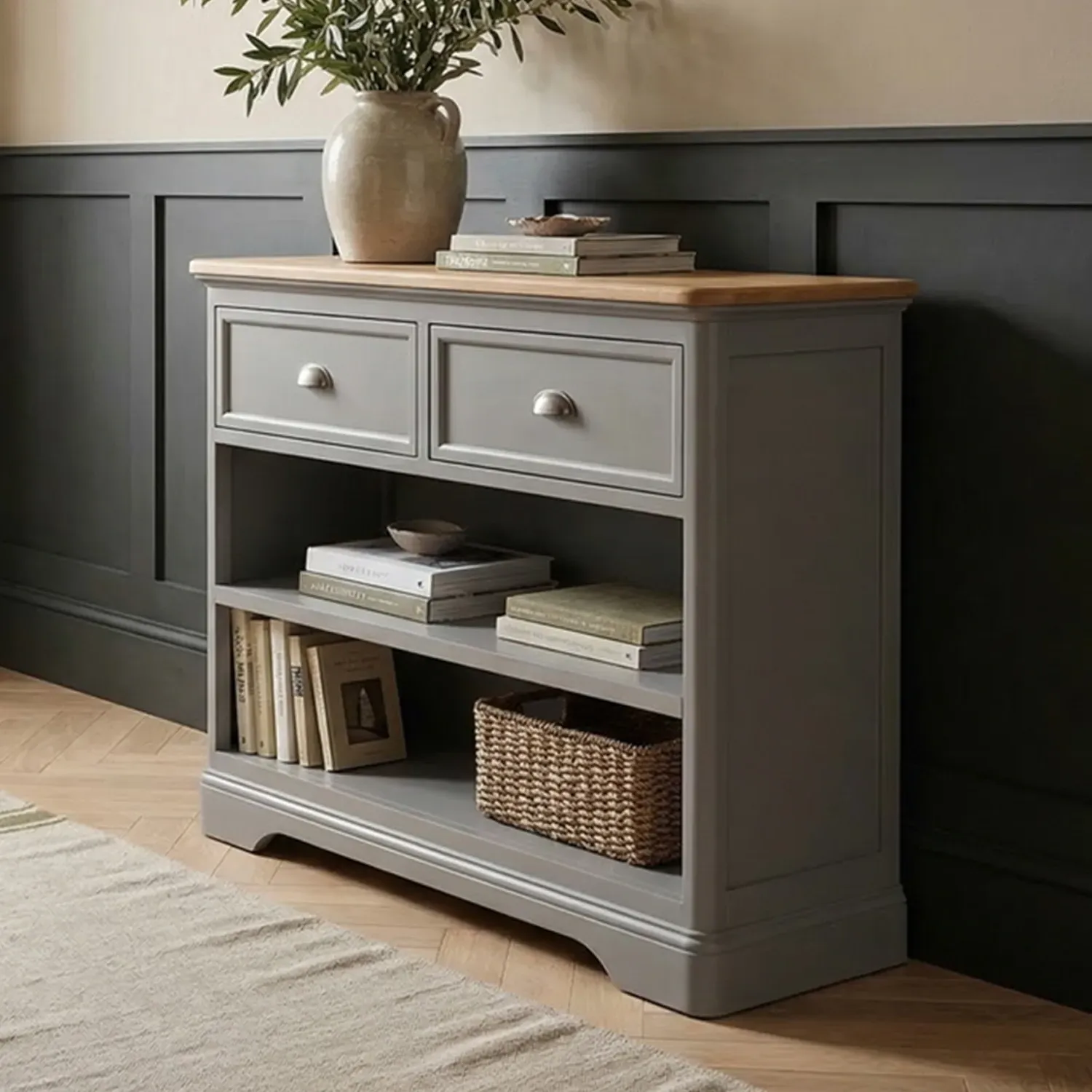 Felton Console Table with Storage - Grey, Oak product