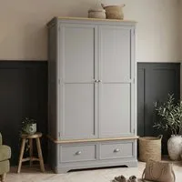 Felton Double Wardrobe - Grey, Solid Oak alternate view