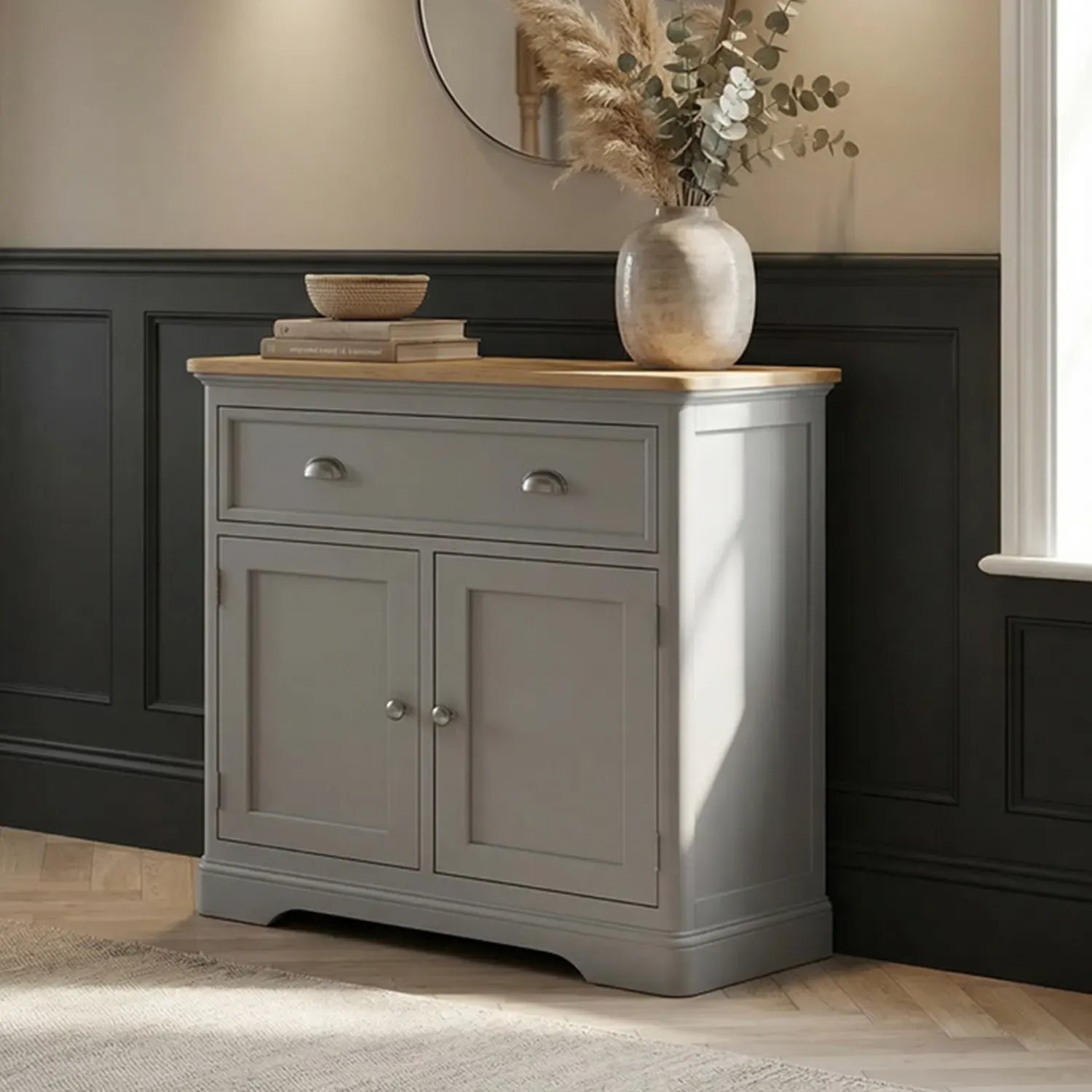 Felton Hallway Sideboard - Grey, Solid Oak product