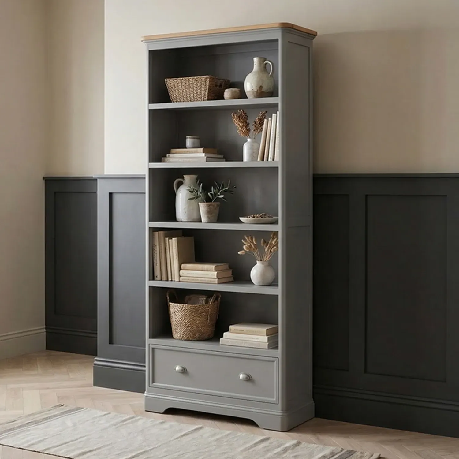 Felton Tall Bookcase - Grey, Oak product