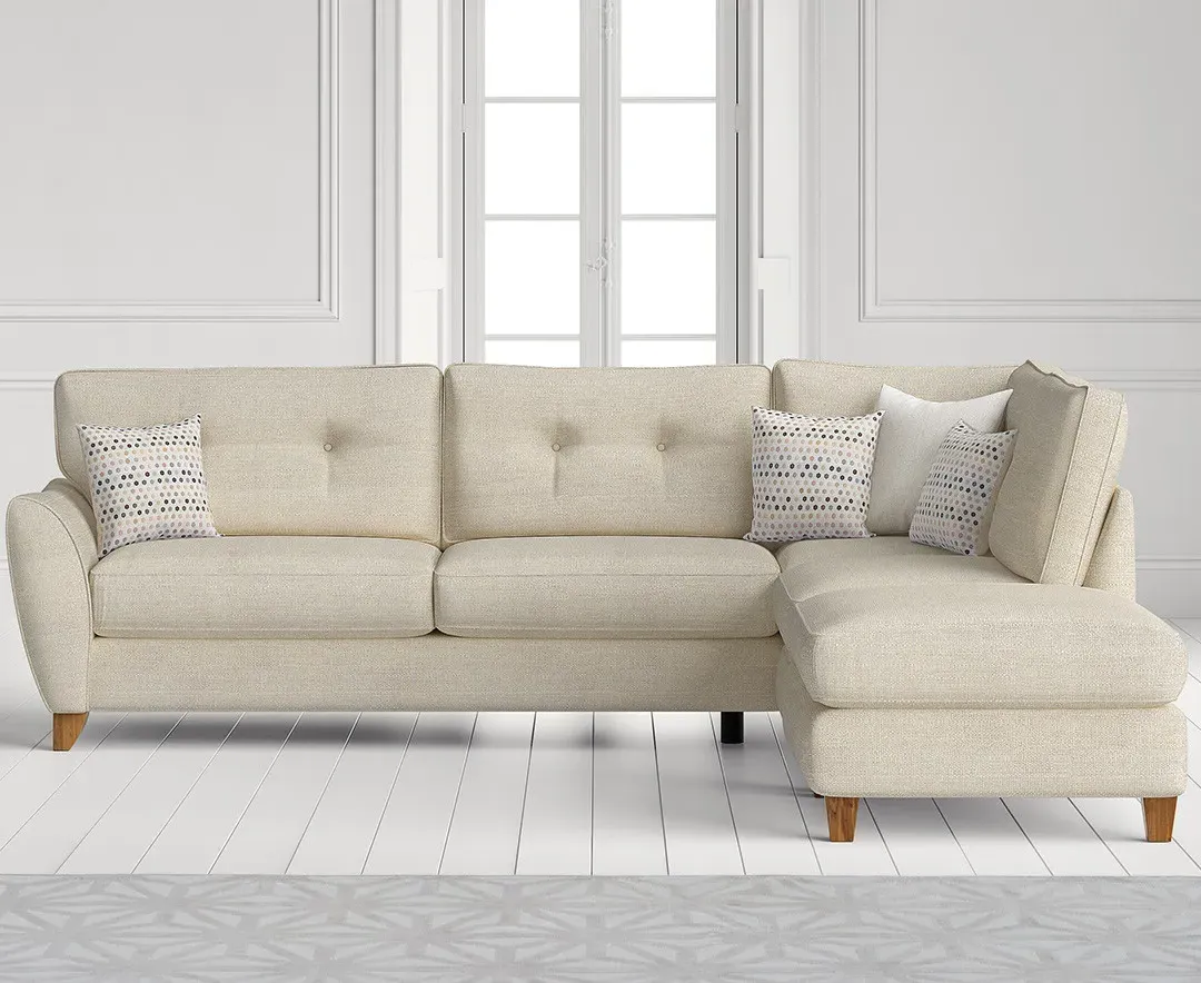Florin Left Hand Facing Corner Chaise Sofa - Cream, Fabric product