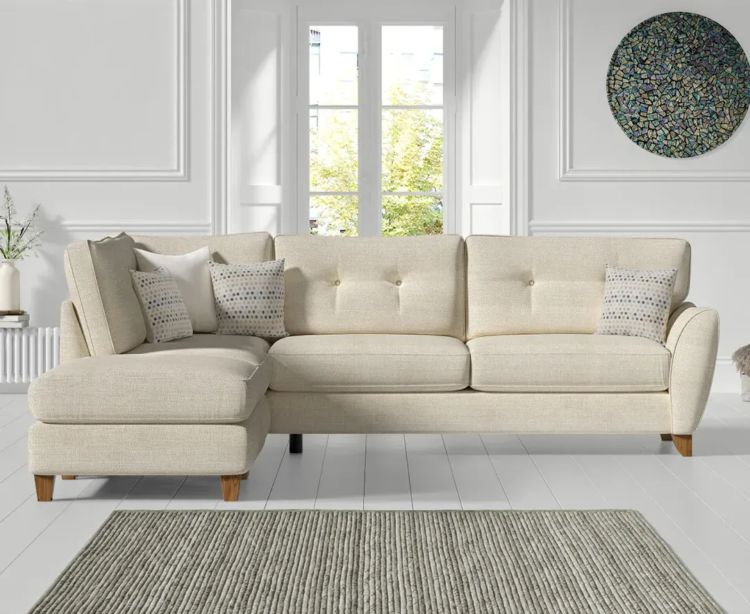 Florin Right Hand Facing Corner Chaise Sofa - Cream, Fabric product