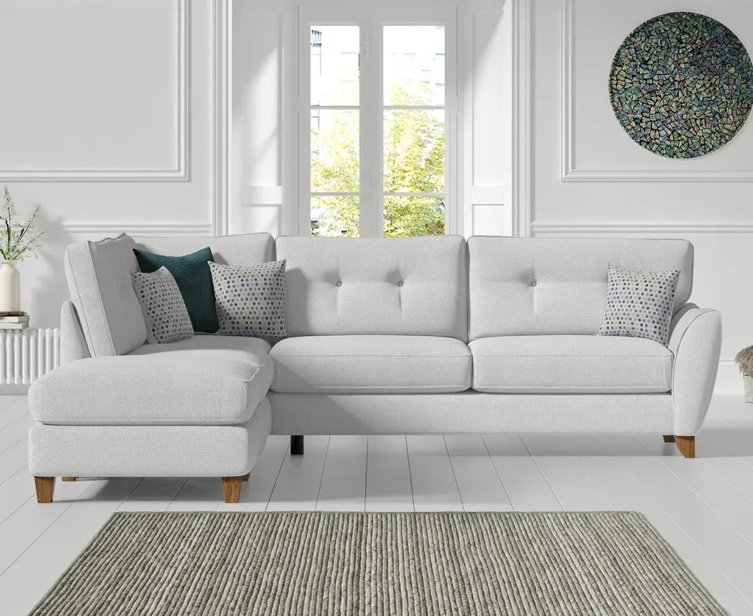 Florin Right Hand Facing Corner Chaise Sofa - Light Grey, Fabric product