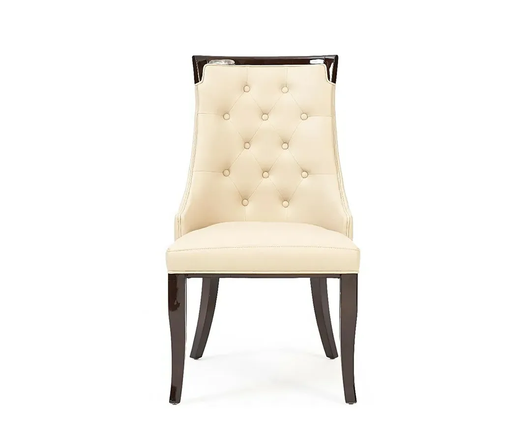 Francesca Dining Chairs Set of 2 Deep Buttoned - Cream, Faux Leather product