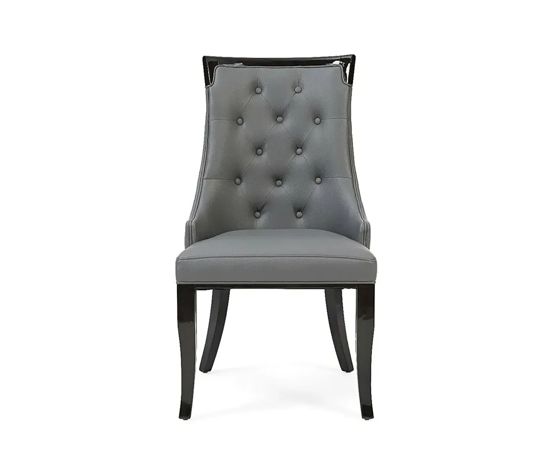 Francesca Set of 2 Dining Chairs - Grey, Faux Leather product