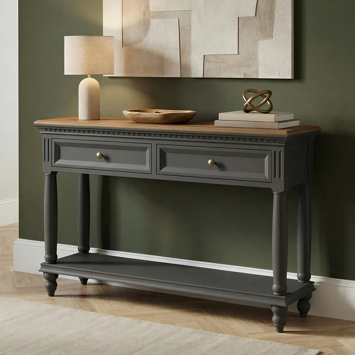 Francis Console Table - Charcoal, Oak product
