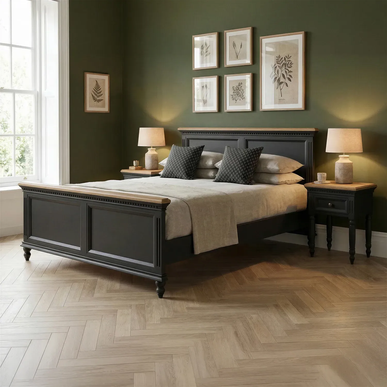 Francis Double Bed - Charcoal, Oak product