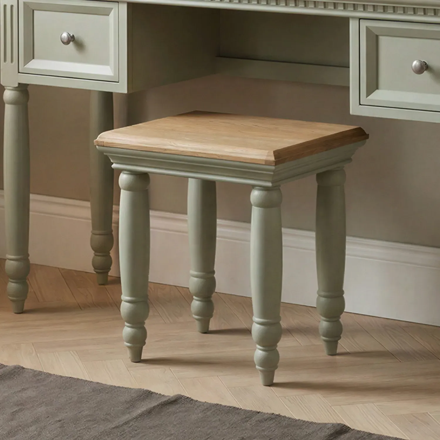 Francis Dressing Table Stool - Soft Green, Oak product