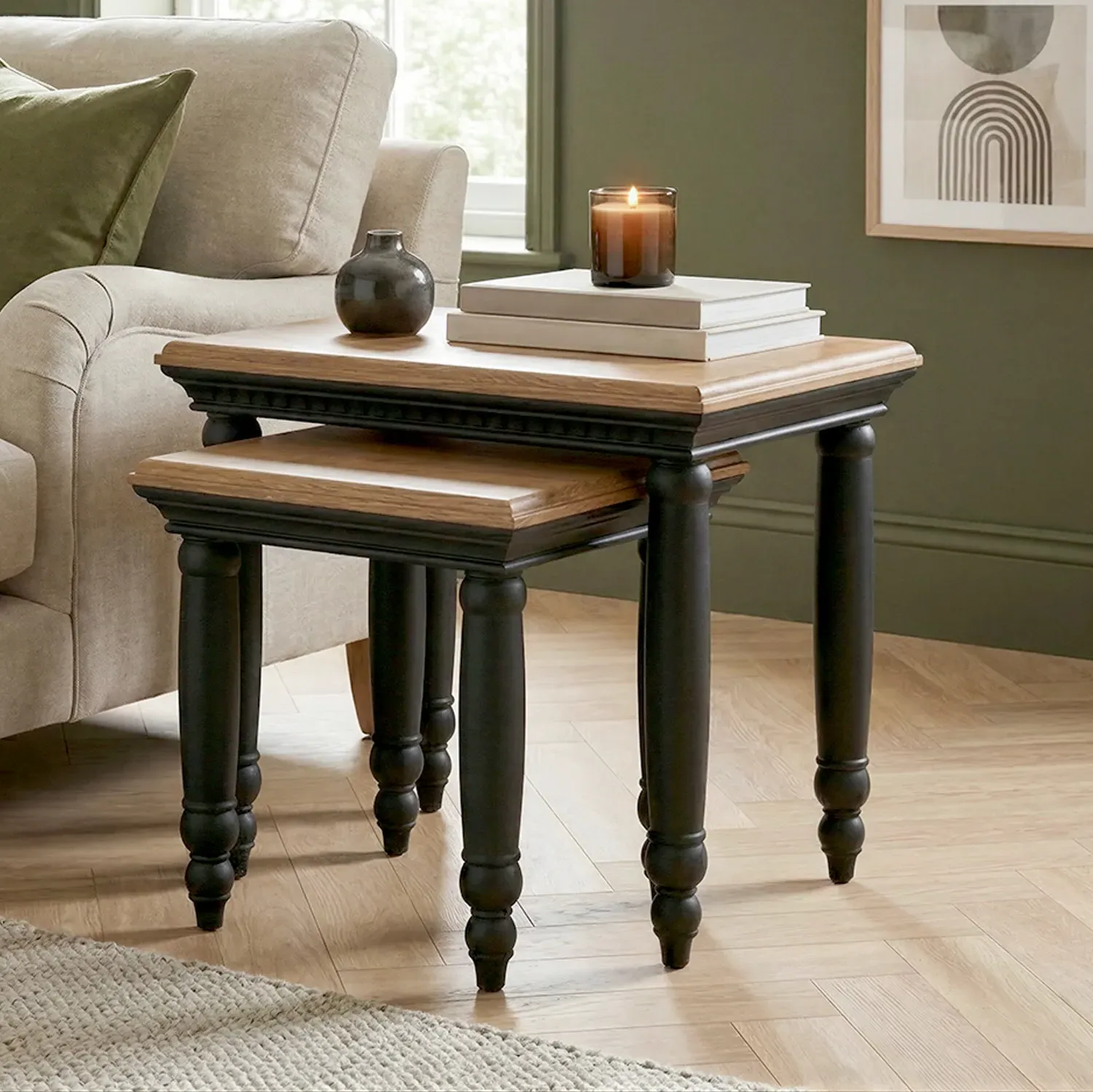 Francis Nest of Tables - Charcoal, Oak product