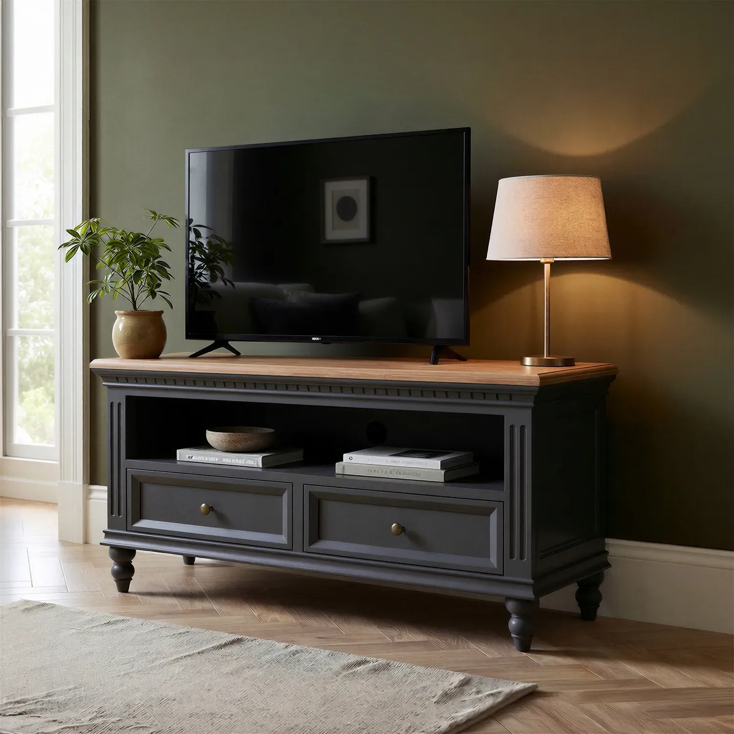 Francis Small TV Cabinet - Charcoal, Oak product