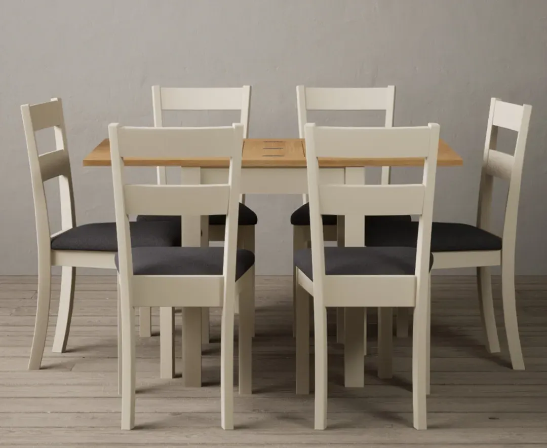 Hadleigh Extendable Dining Table & 2 Kendal Chairs - Cream, Oak product