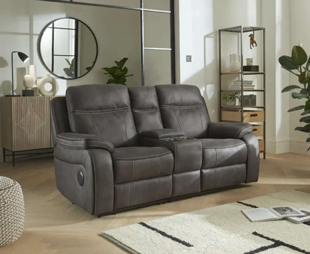 Hanson 2-Seater Recliner Sofa with Media Console - Dark Grey, Fabric product