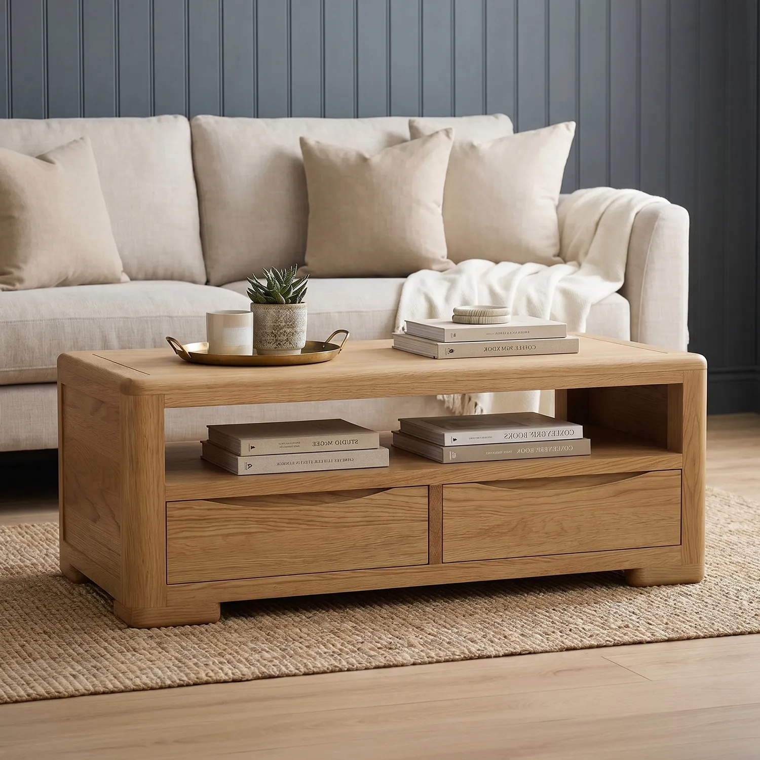 Harper 4 Drawer Coffee Table - Oak, Solid Oak product