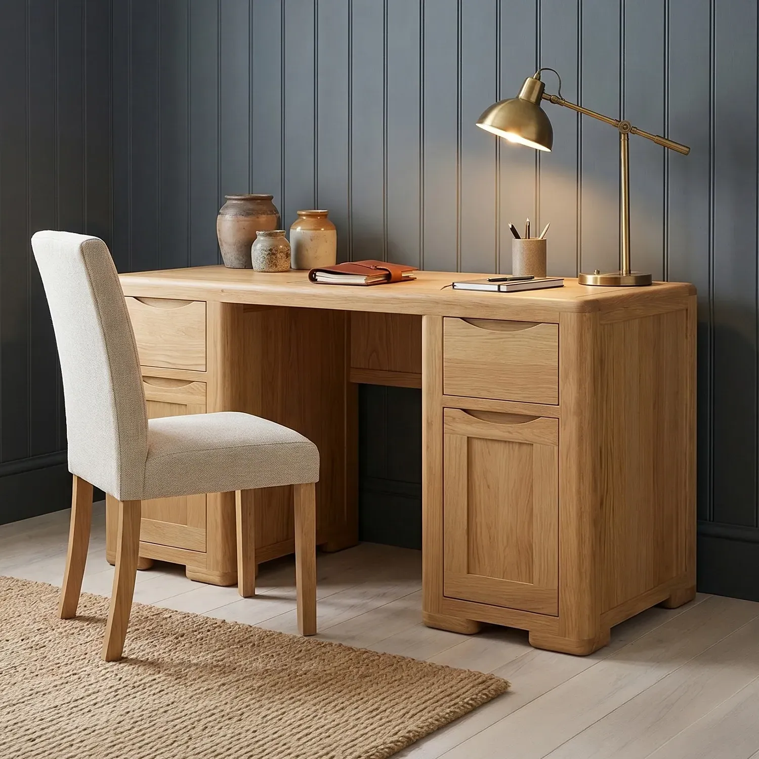 Harper Computer Desk - Oak, Solid Wood product