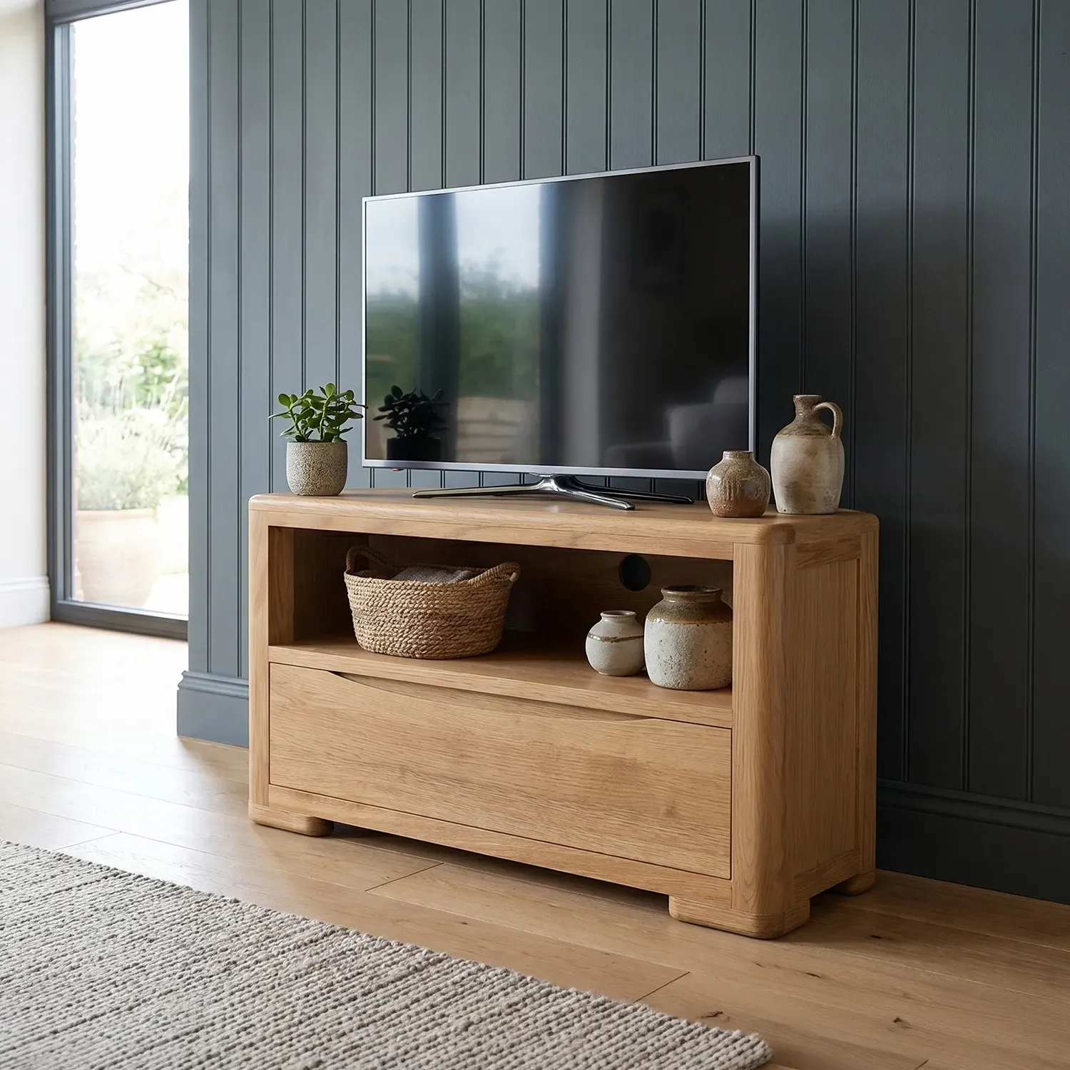 Harper Corner TV Cabinet - Oak, Solid Oak product