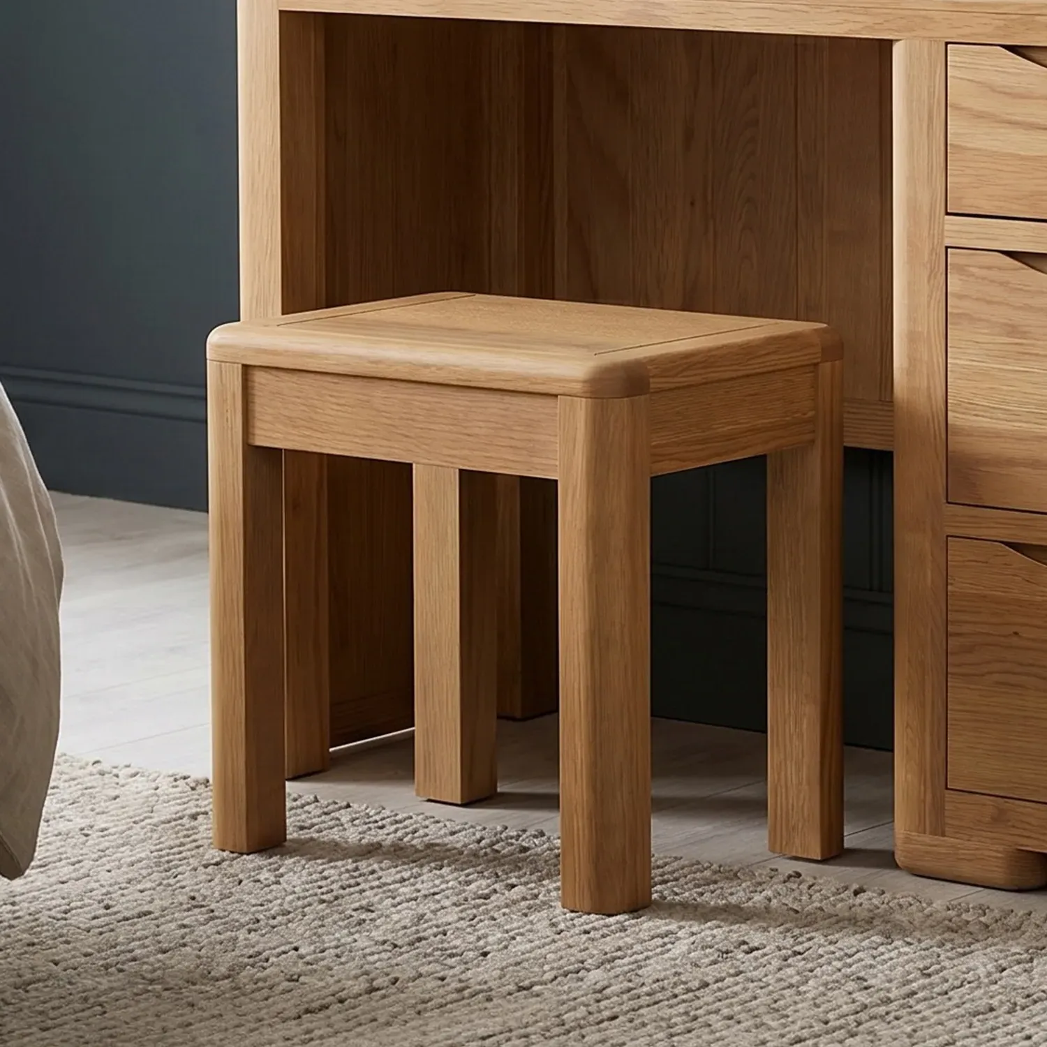 Harper Dressing Table Stool - Oak, Solid Wood product