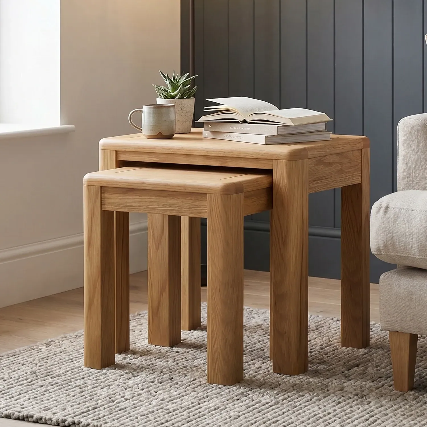 Harper Nest of Tables - Oak, Solid Oak product