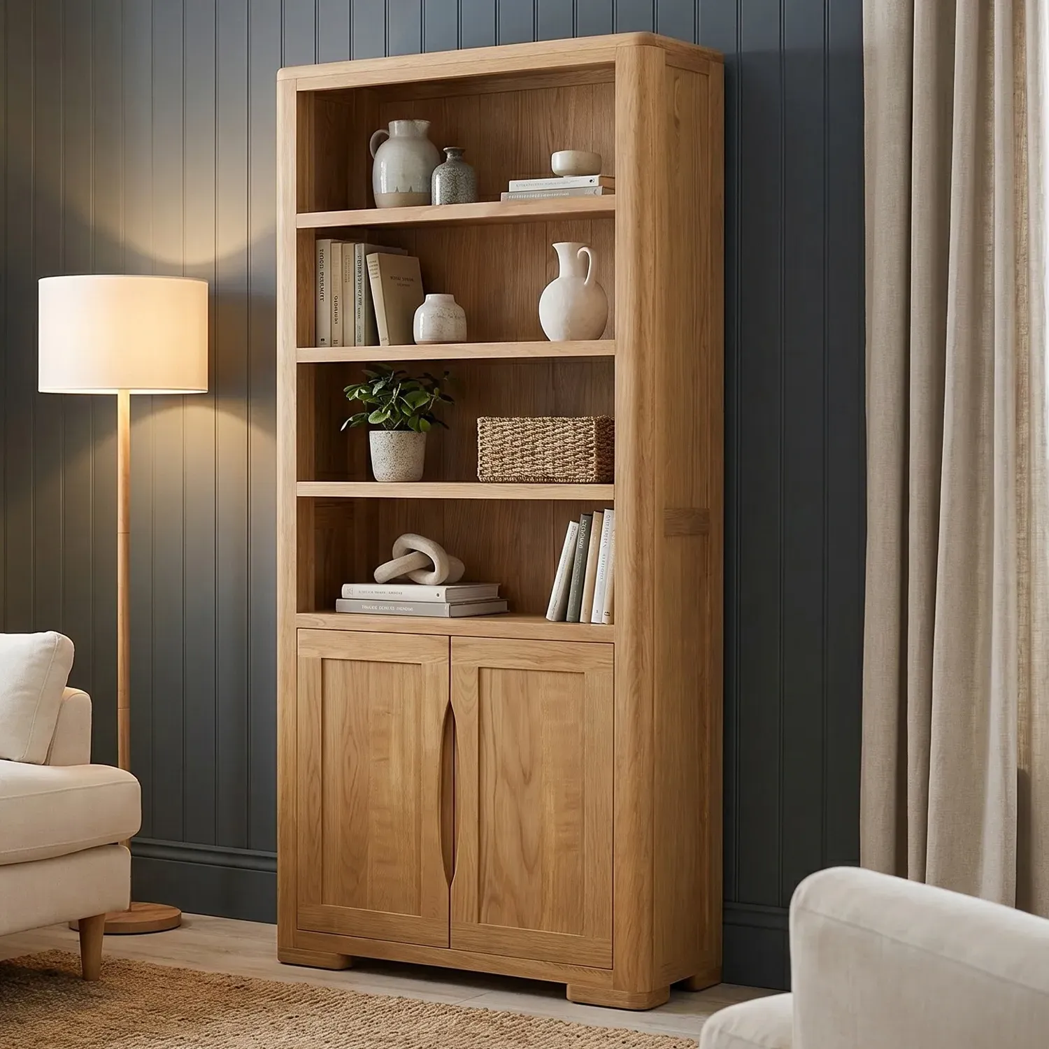 Harper Tall Bookcase - Oak, Solid Oak product