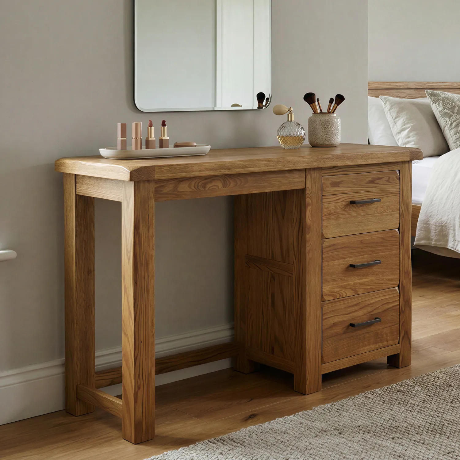 Harrogate 3 Drawer Dressing Table - Rustic, Solid Oak product