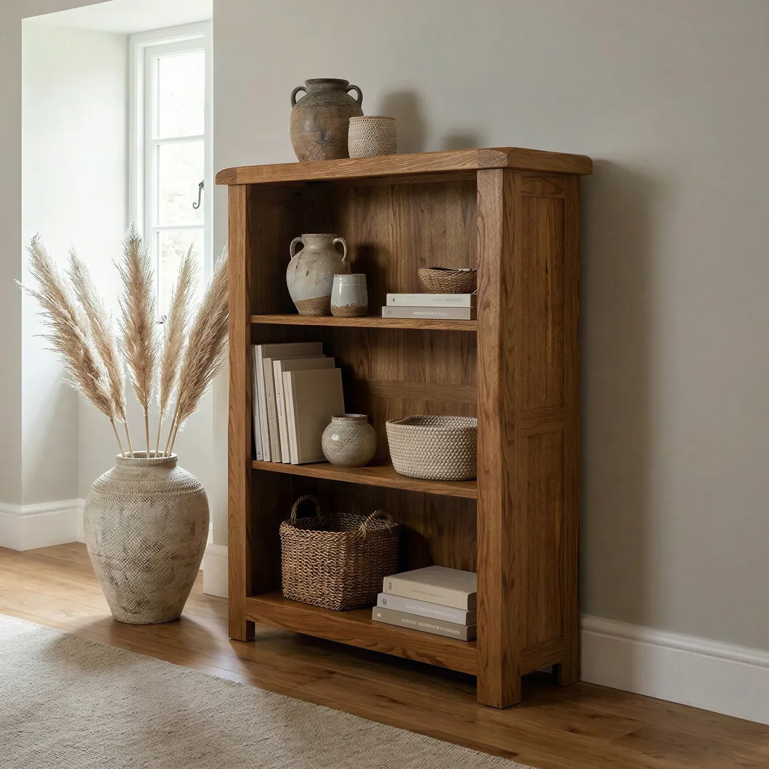 Harrogate Small Bookcase with Adjustable Shelves - Rustic, Solid Oak product