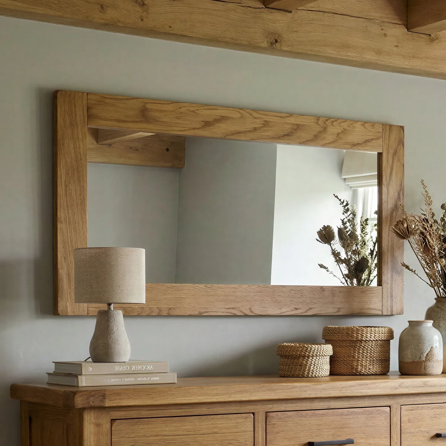 Harrogate Wall Mirror - Rustic, Solid Oak product