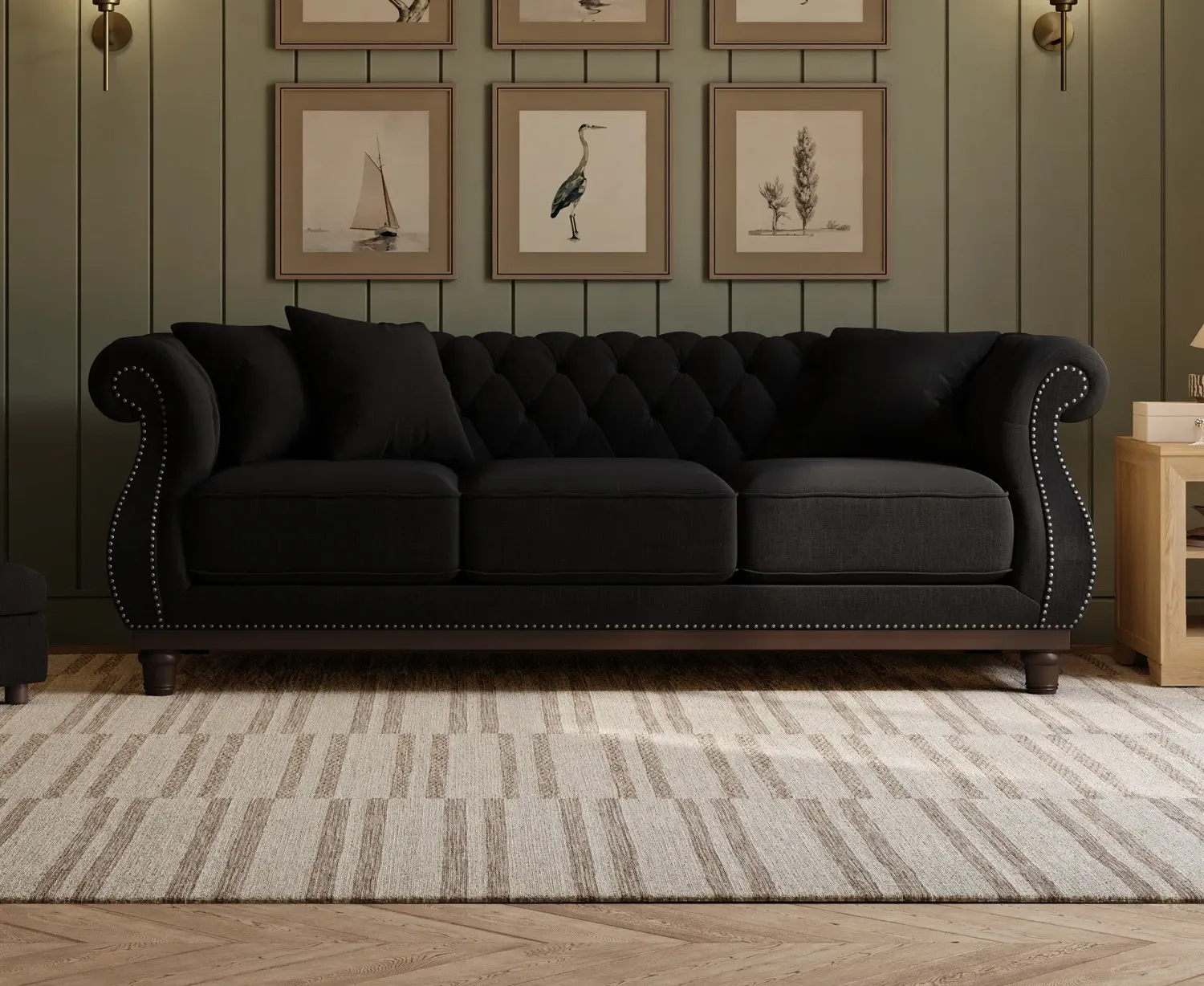 Harrow Chesterfield 2-Seater Sofa - Black, Linen product