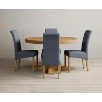 Helmsley Extendable Pedestal Dining Table & 4 Scroll Back Chairs - Oak alternate view