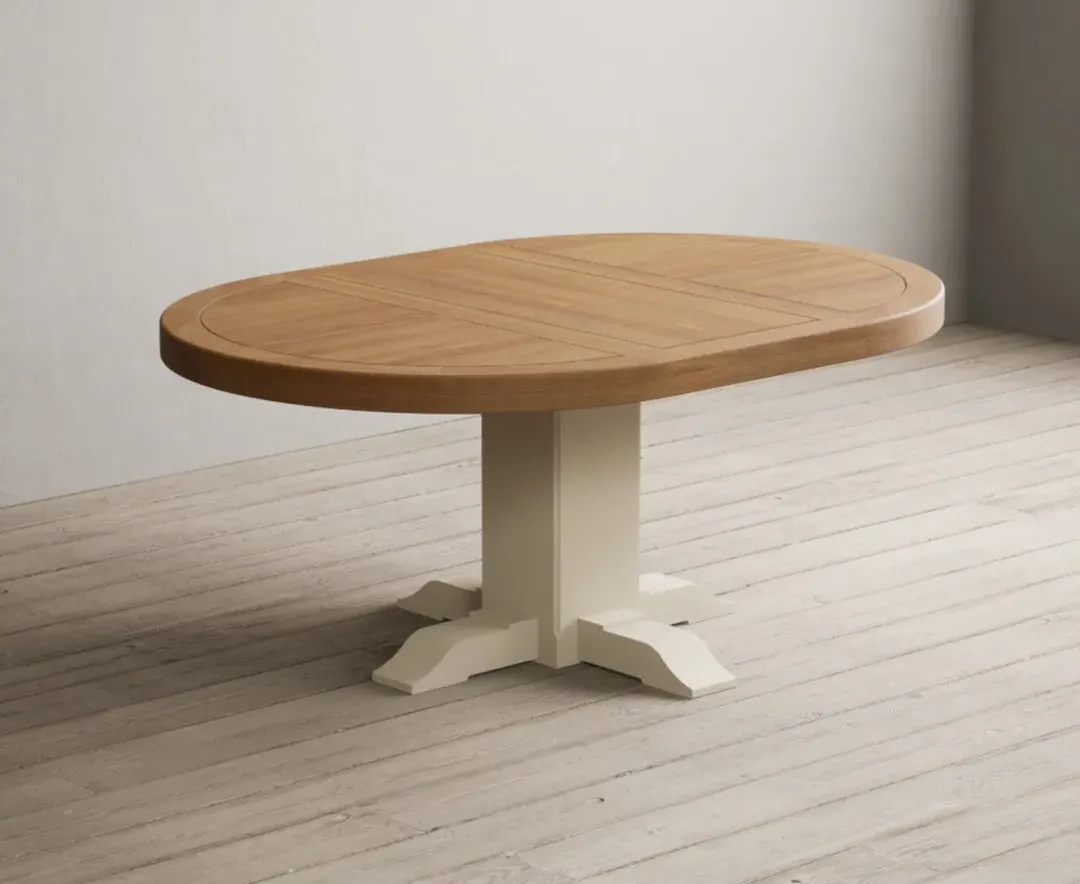 Helmsley Extendable Pedestal Dining Table - Cream, Oak product