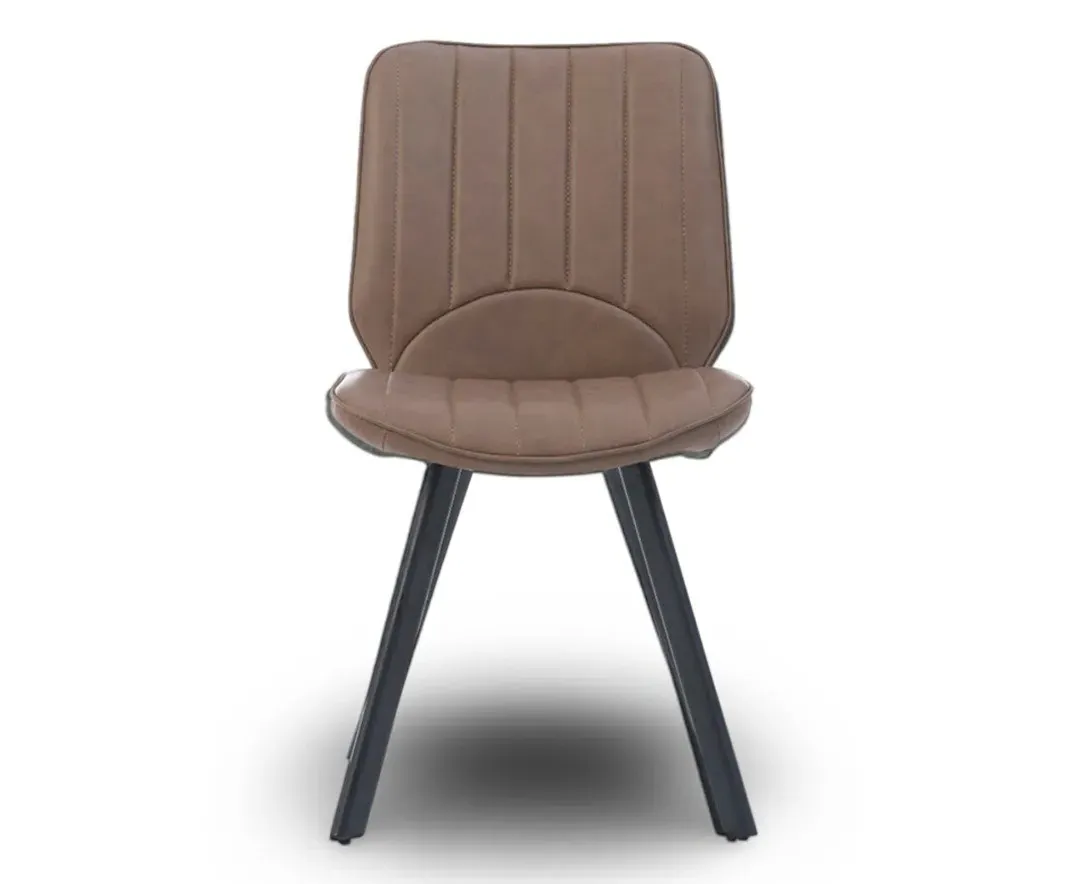 Hendrick Set of 2 Dining Chairs - Brown, Faux Leather product