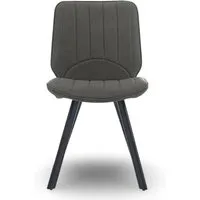 Hendrick Set of 2 Dining Chairs - Grey, Faux Leather alternate view