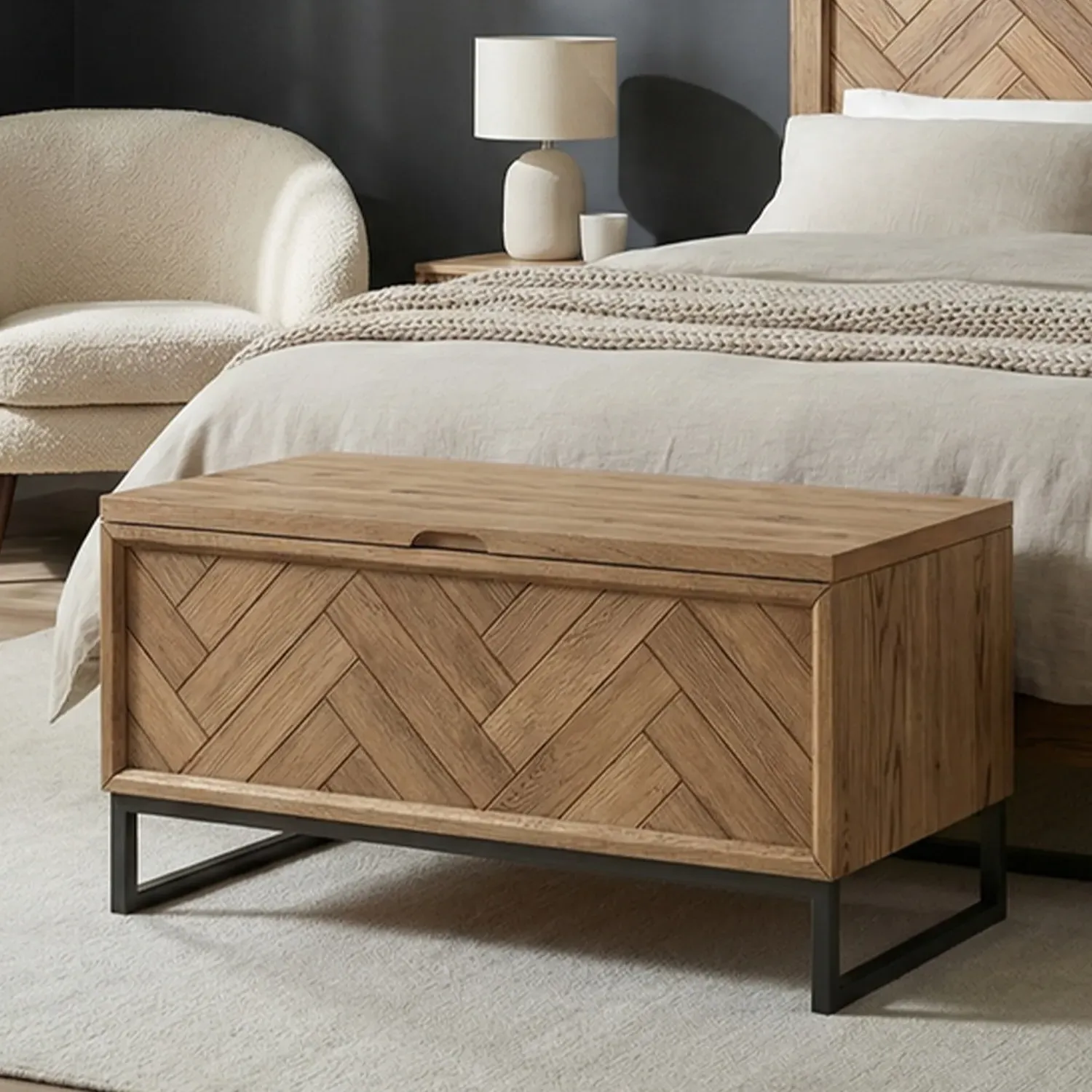 Herringbone Blanket Box - Oak, Solid Oak product