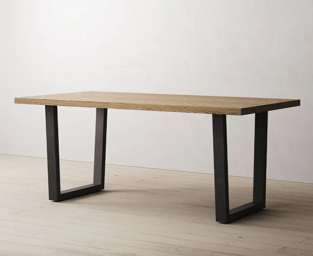 Herringbone Dining Table - Oak, Solid Oak and Metal product