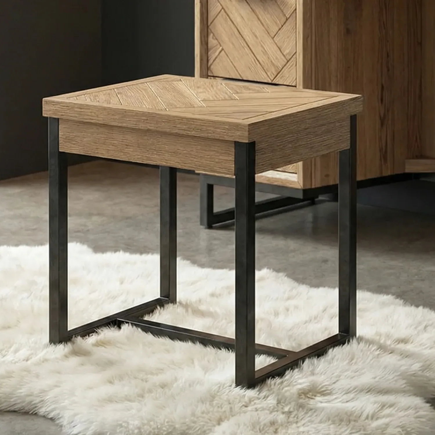 Herringbone Dressing Table Stool - Oak, Solid Oak product
