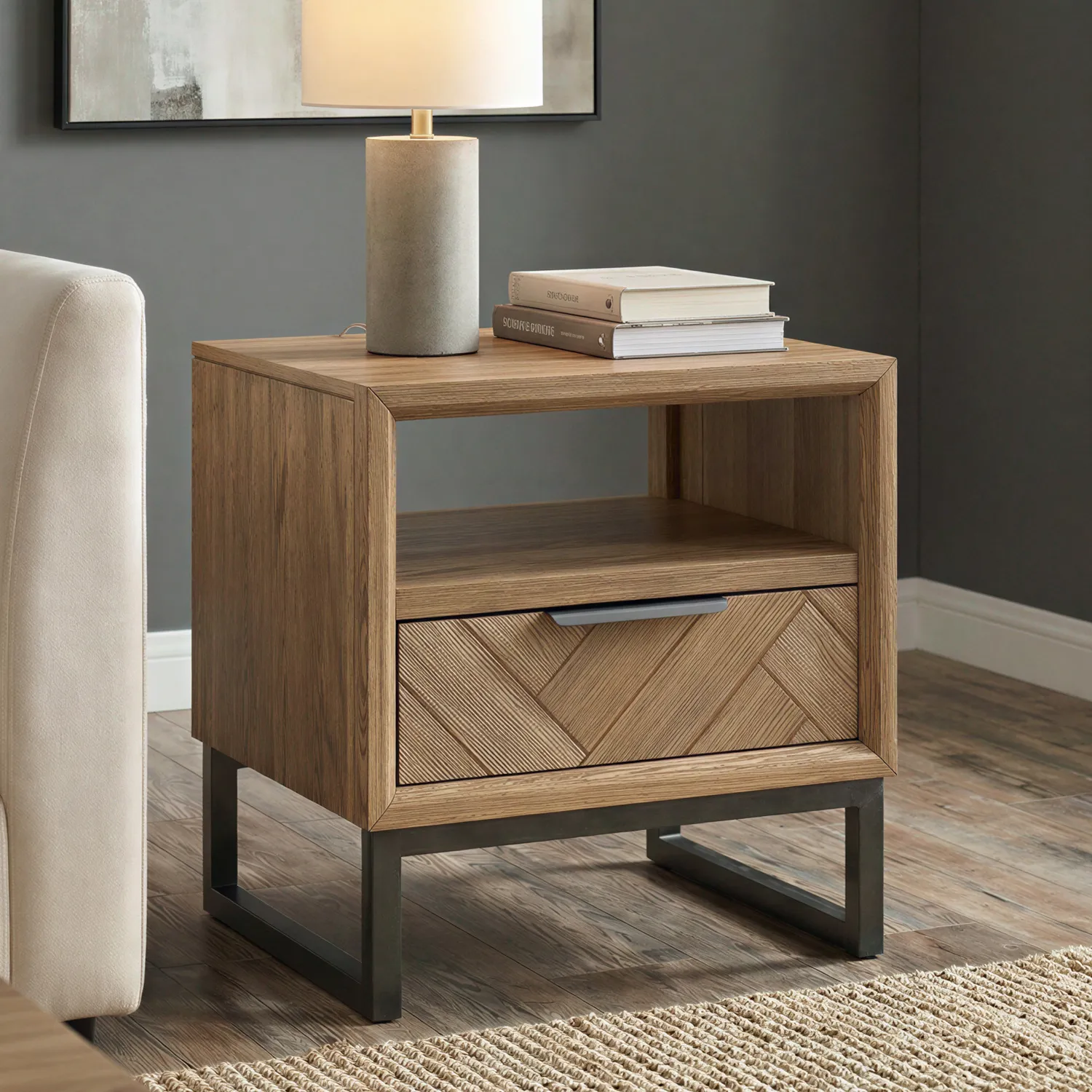Herringbone Lamp Table - Oak, Solid Oak product