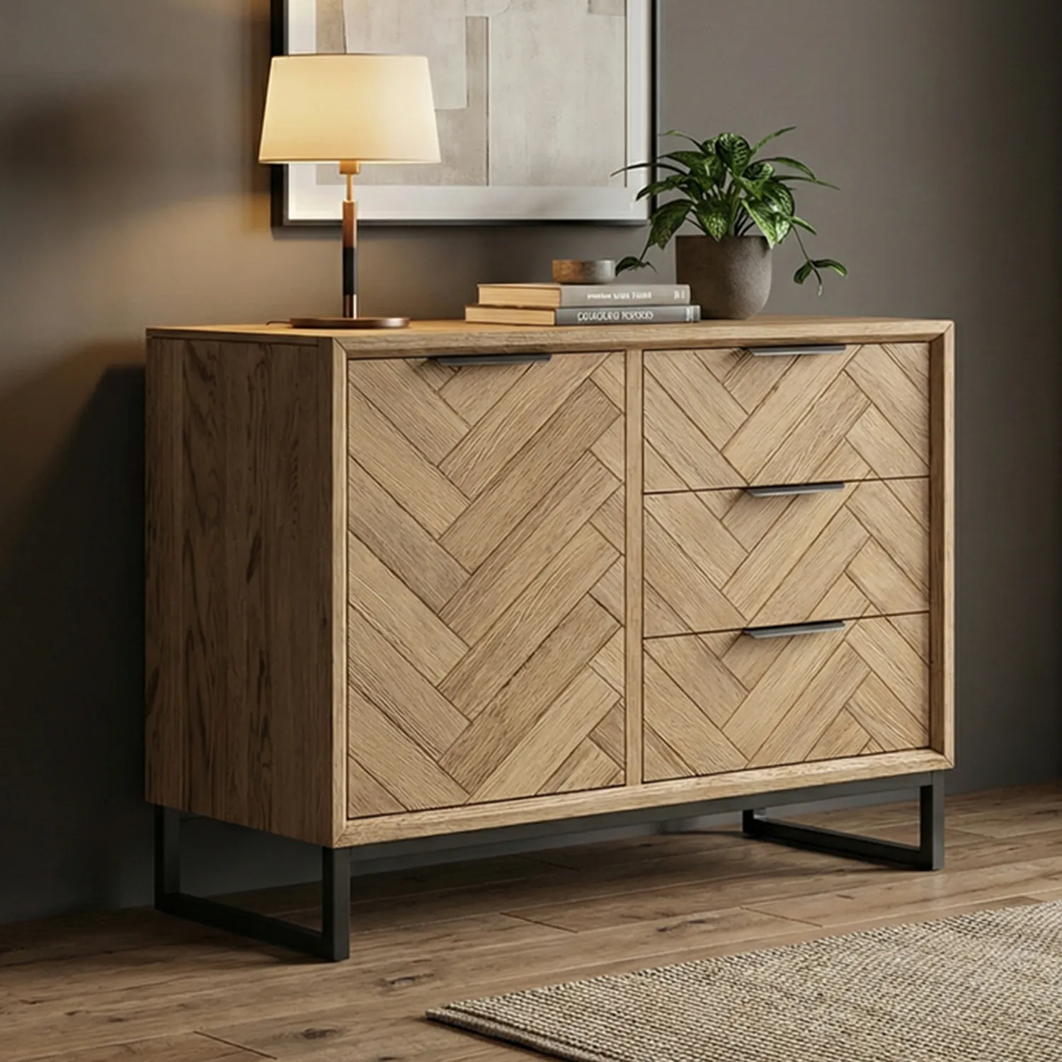 Herringbone Small Sideboard - Oak, Solid Oak product