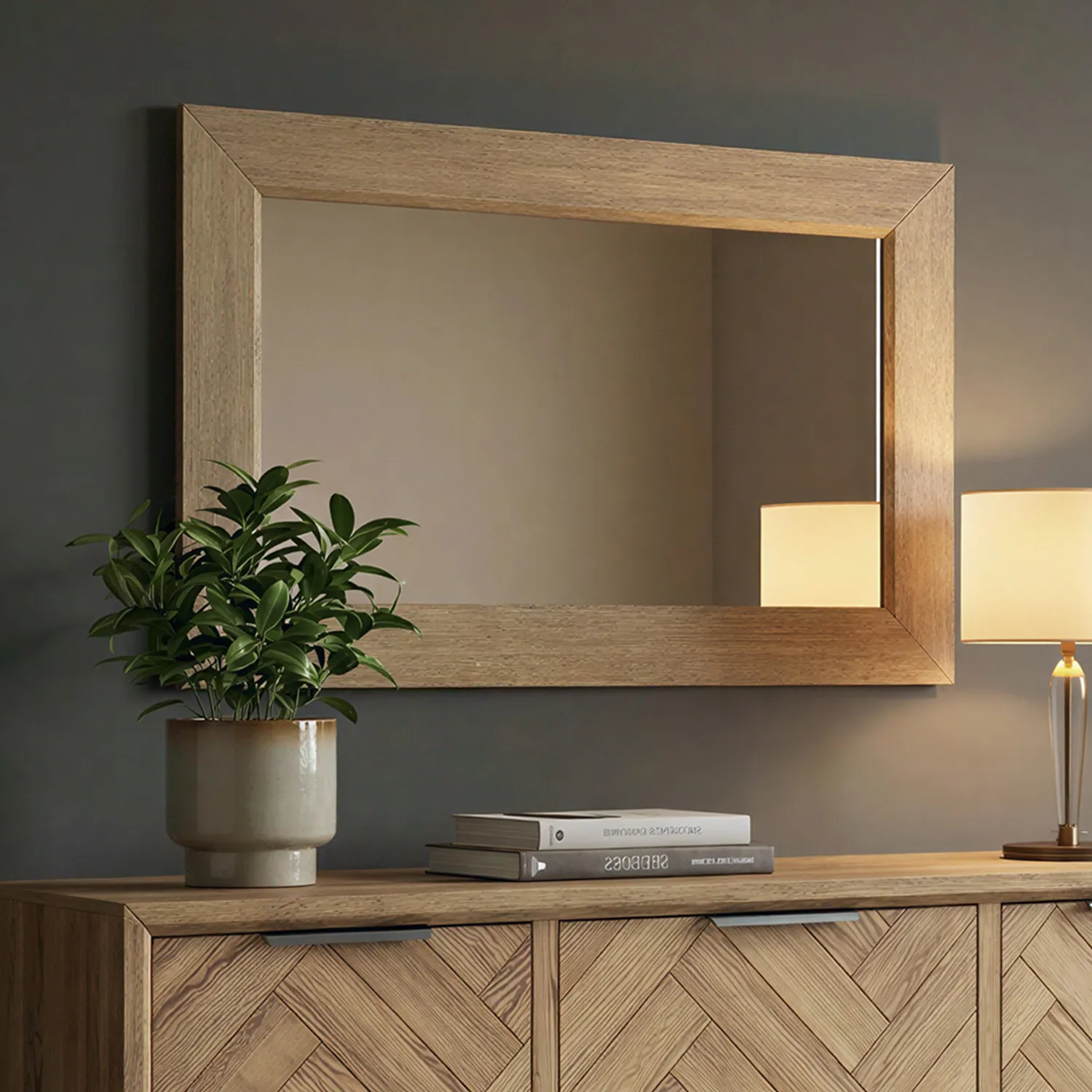 Herringbone Wall Mirror - Oak, Solid Oak product
