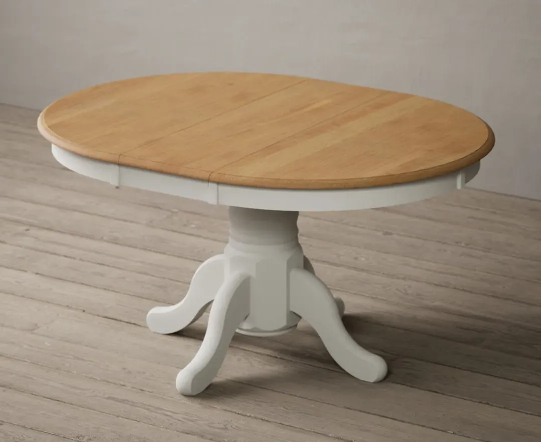 Hertford Extendable Pedestal Dining Table - Signal White, Oak product